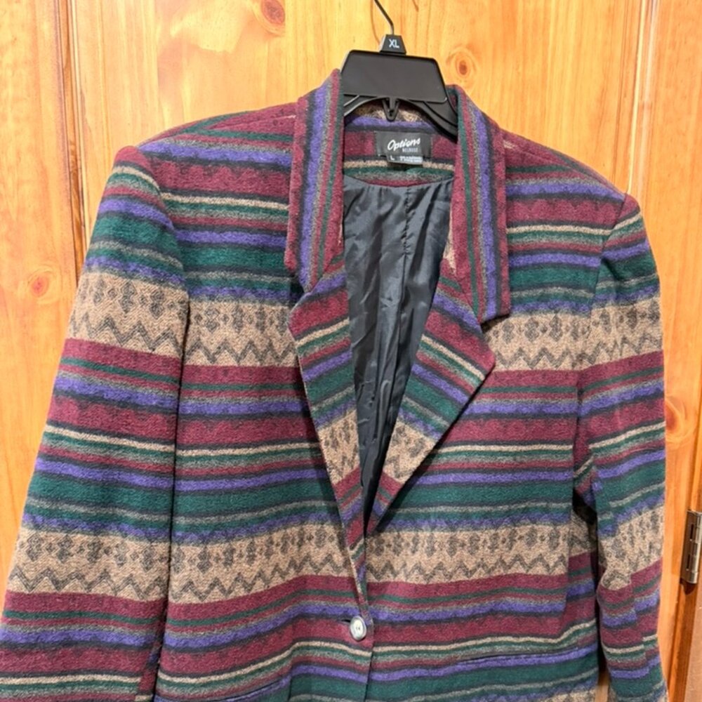 Vintage Options By Melrose Women’s Blazer Southwest Size Large Shoulder Pads
